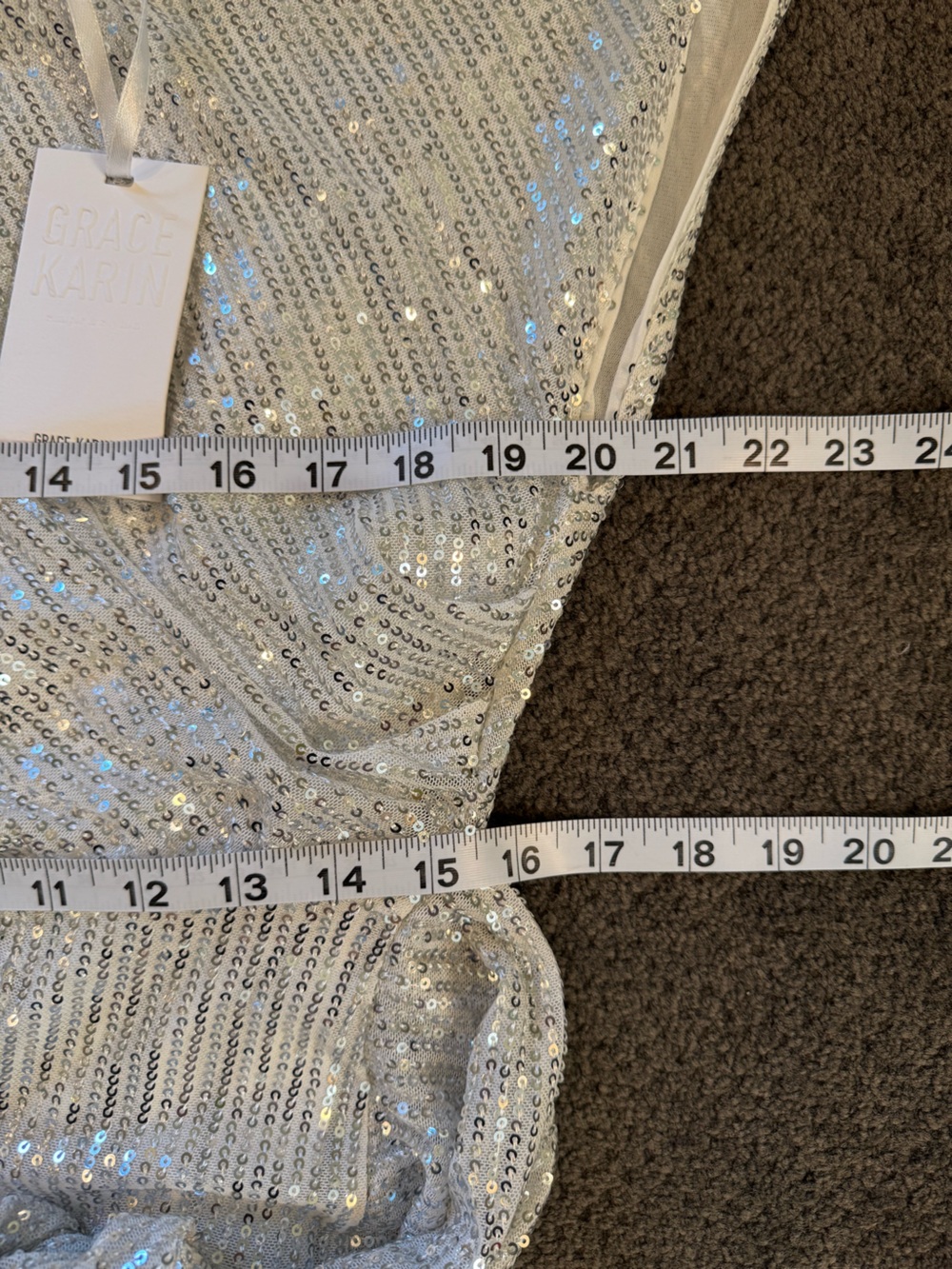 Grace Karin One-Shoulder Silver Sequin Knot Party Dress NWT - Picture 7 of 8